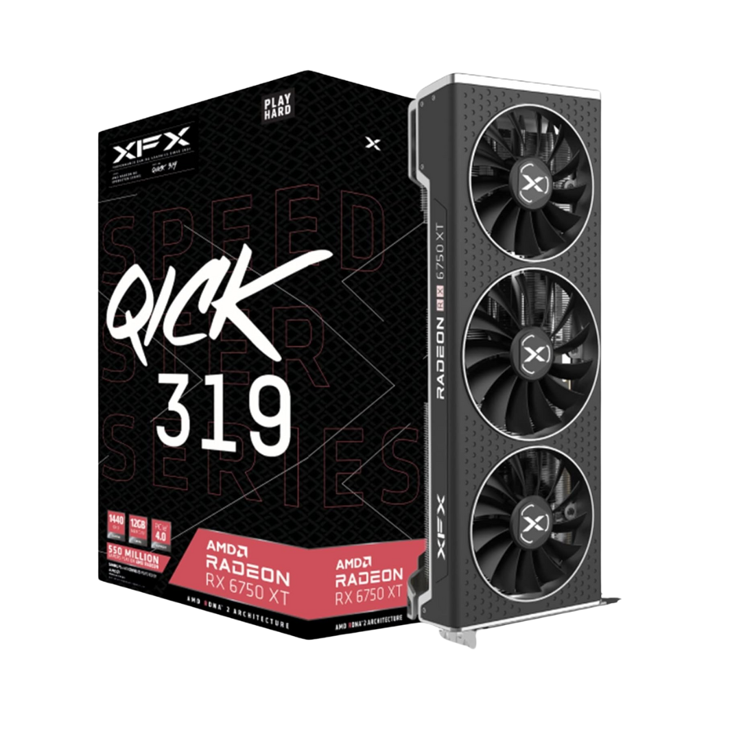 XFX Speedster QICK319 Radeon RX 6750XT Core Carte Graphique Gaming avec 12 Go GDDR6 HDMI 3 x DP, AMD RDNA™ 2