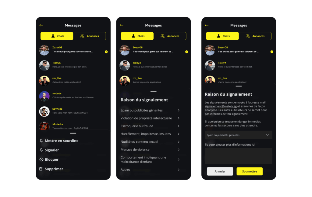 des messages sécurisée et modérée à chaque étape