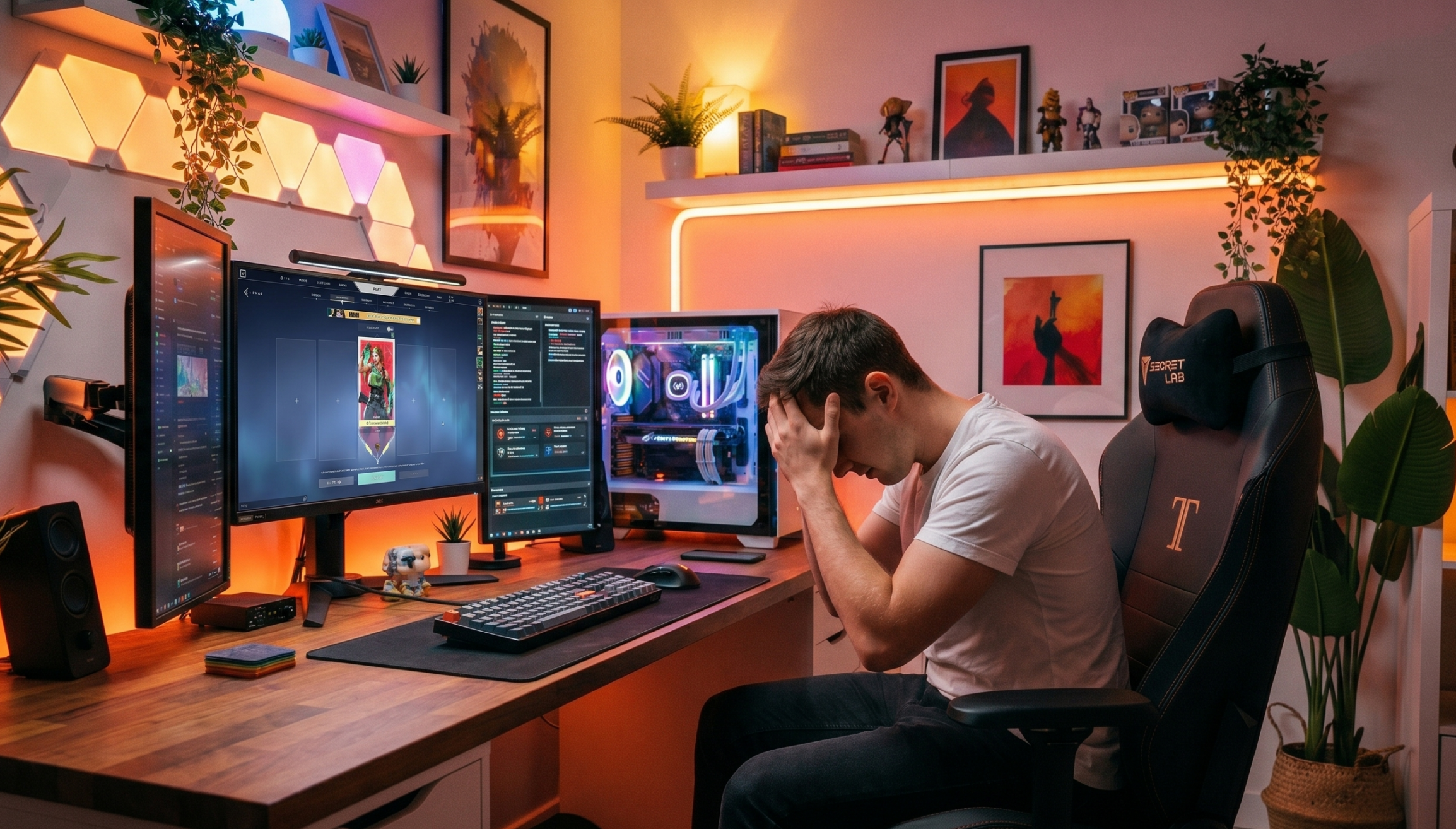 Joueur seul devant son écran cherchant des mates gaming pour jouer en coop