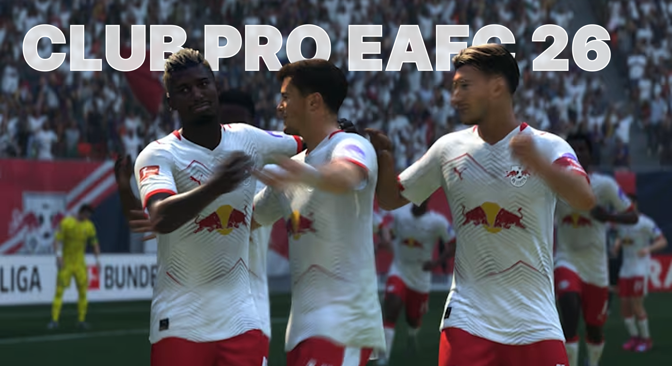 Joueurs Pro Clubs EA FC 26 célébrant un but en équipe